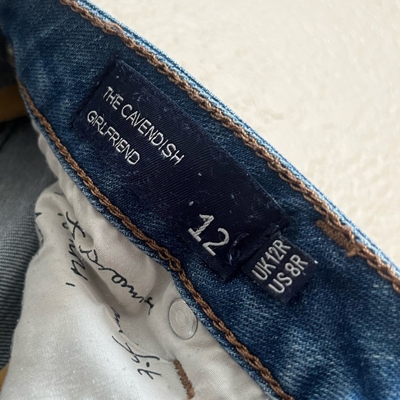 Boden The Cavendish Girlfriend Women's Blue Denim Jeans Size US 8R patched loop - Picture 4 of 6